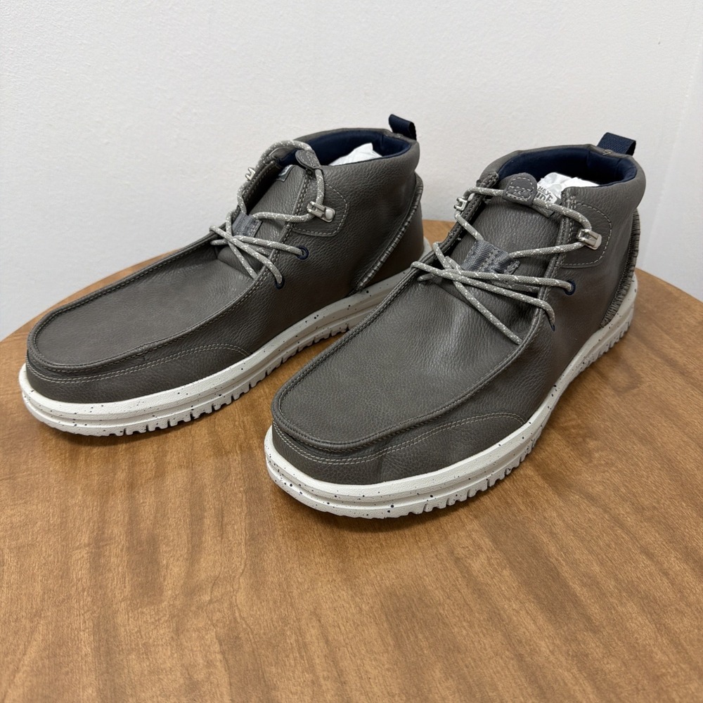 Hey Dude Bradley Chukka Classic Comfort Easy On Boots Men's 12 Gray Leather - Picture 1 of 10